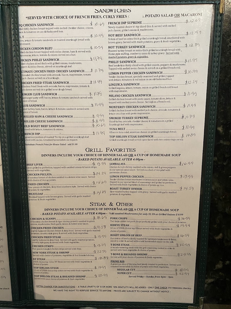 Manor Grill Menu - Image 3